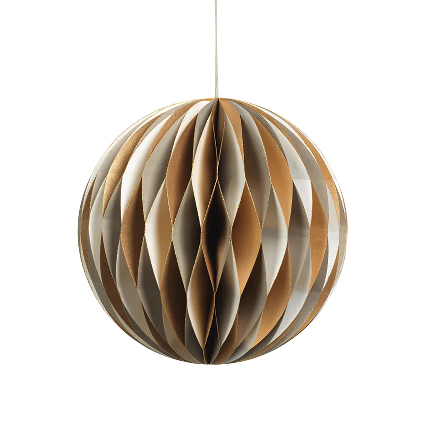 Wish Paper Decorative Ball Ornament | Off White-Gold-Gray