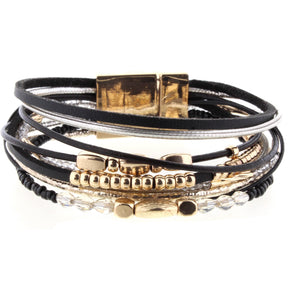 Black , Silver, Gold Tones Multi Strand Magnetic Bracelet