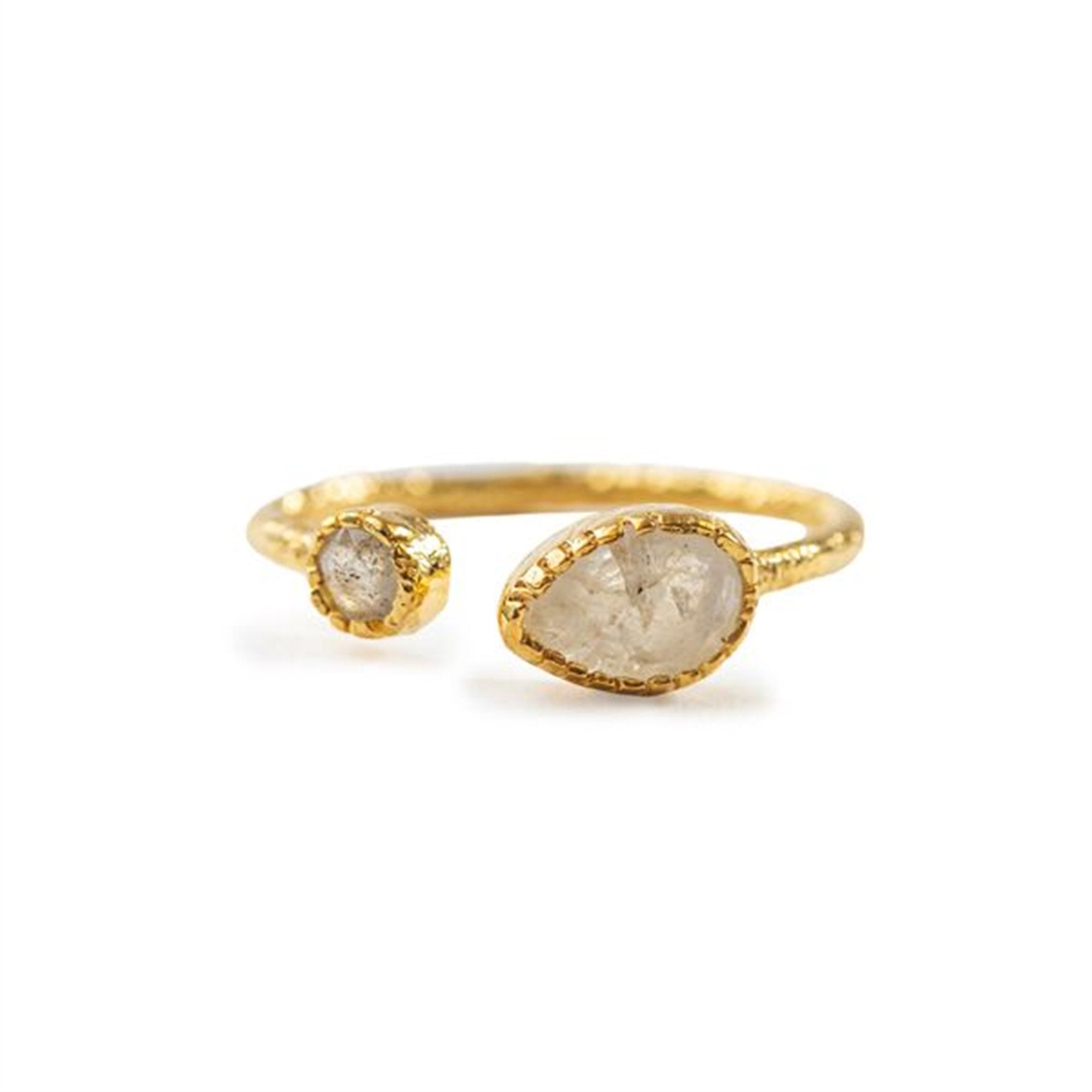 Moonstone & Labradorite Gold Plated Ring - Adjustable