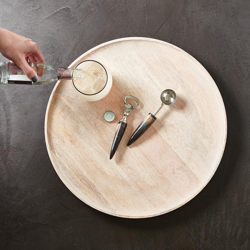 Light Washed Round Serving Tray