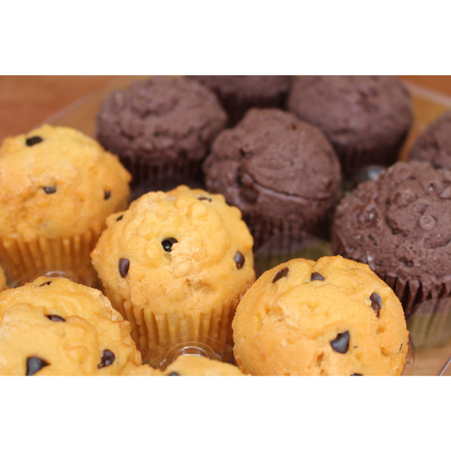 Mini Chocolate and Chocolate Chip Muffins