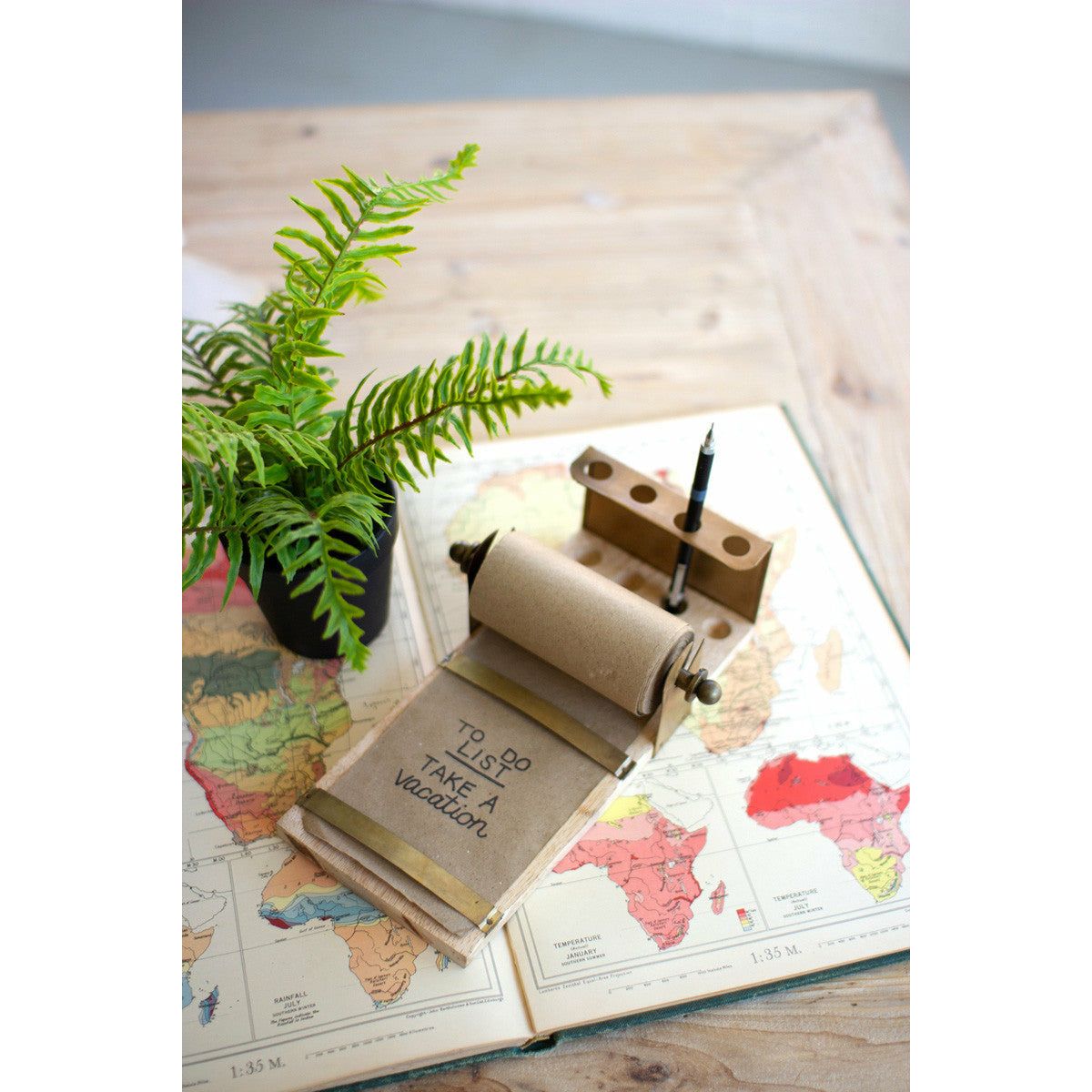 Tabletop Note Roll w/Wood Base