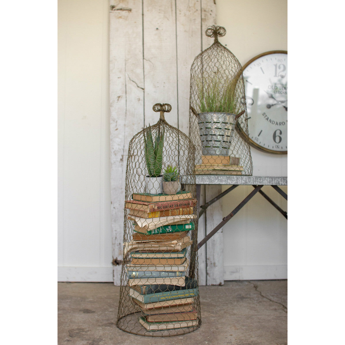 Old Gold Finished Wire Cloche Topiaries