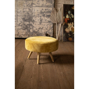 Velvet Ottoman w/Wooden Legs