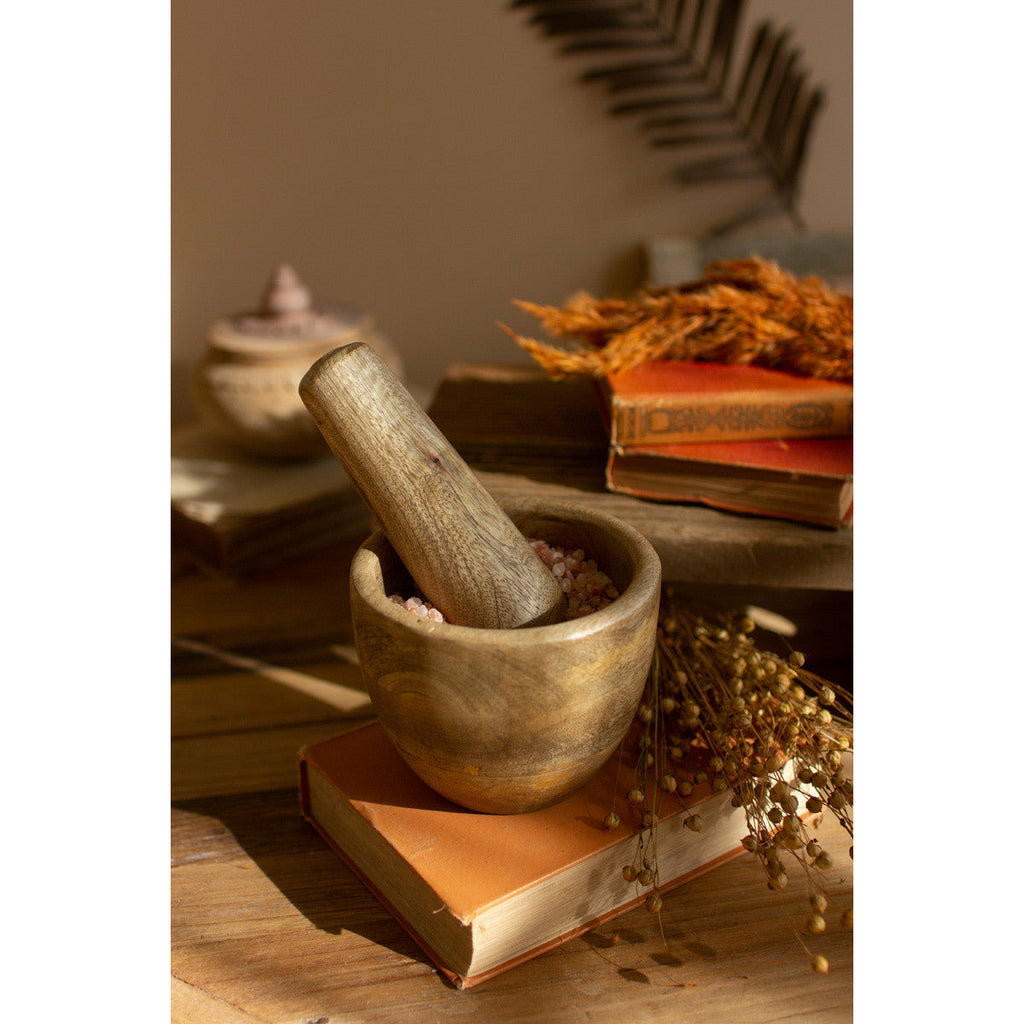 Wooden Mortar & Pestle