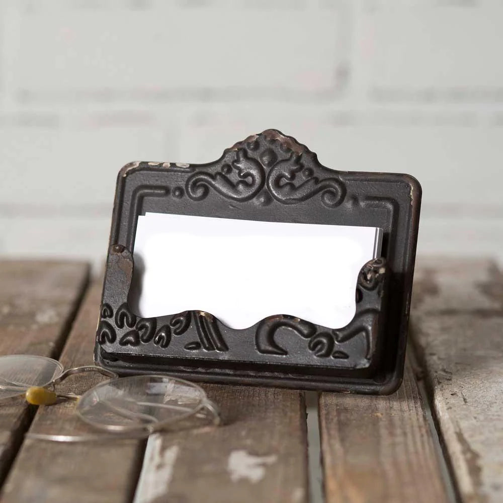 Distressed Finish Metal Business Card Holder