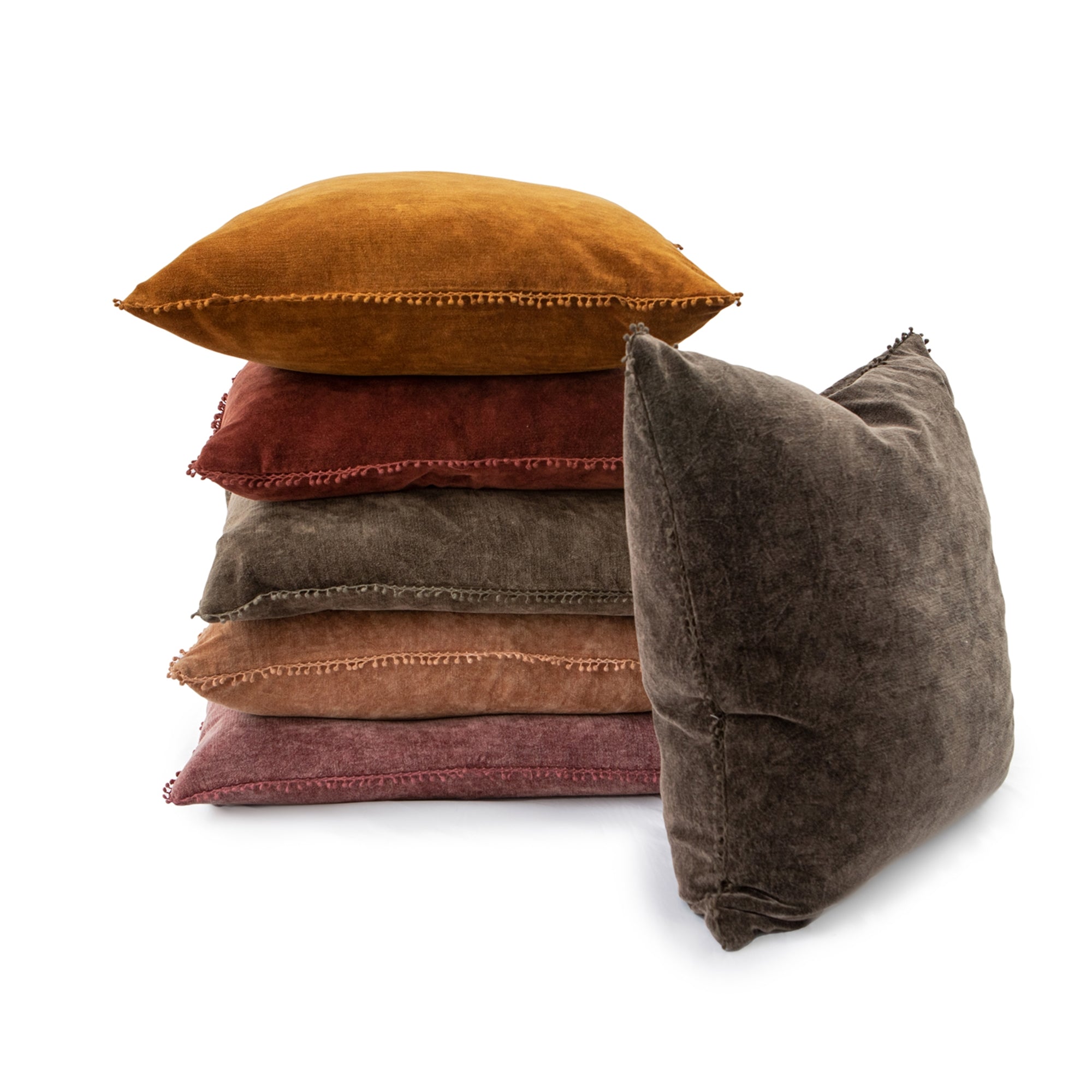 Pillow Collection - Velvet Pillows w/Poms