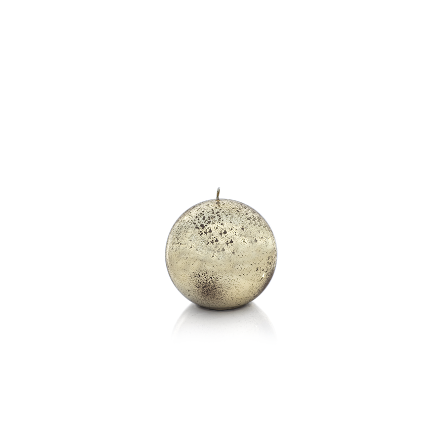 Shiny Metallic Ball Candle - Antique Gold