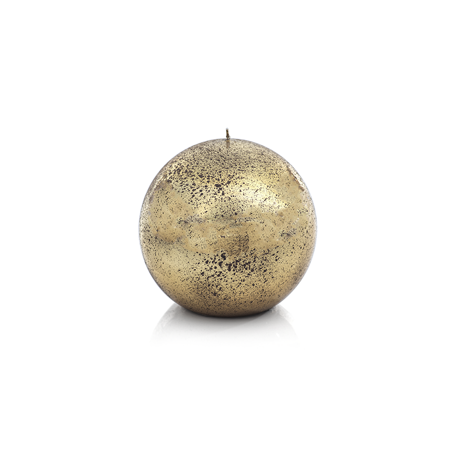 Shiny Metallic Ball Candle - Antique Gold