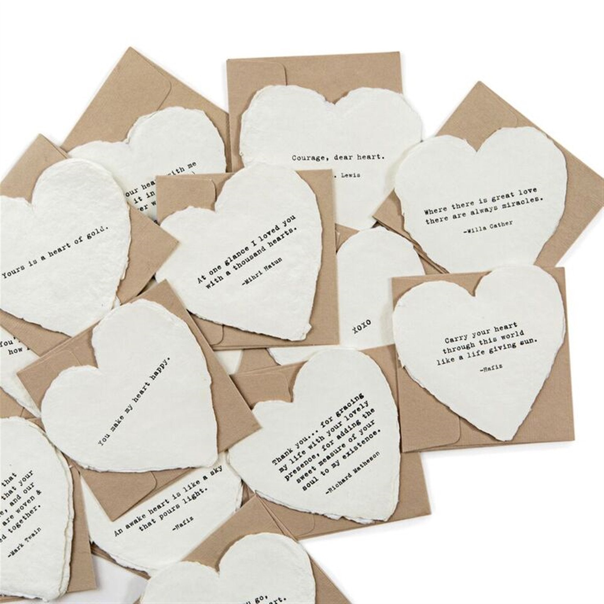 Mini Deckled Heart Shaped Cards w/Envelope - Moss & Embers Home Decorum