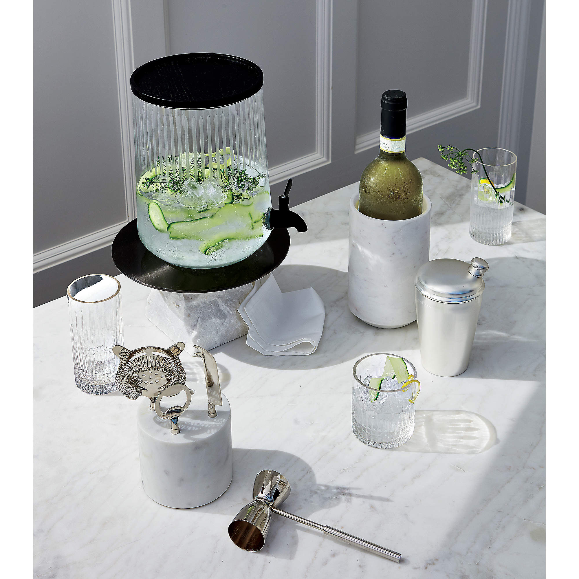 4pc White Marble Bar Tool Set
