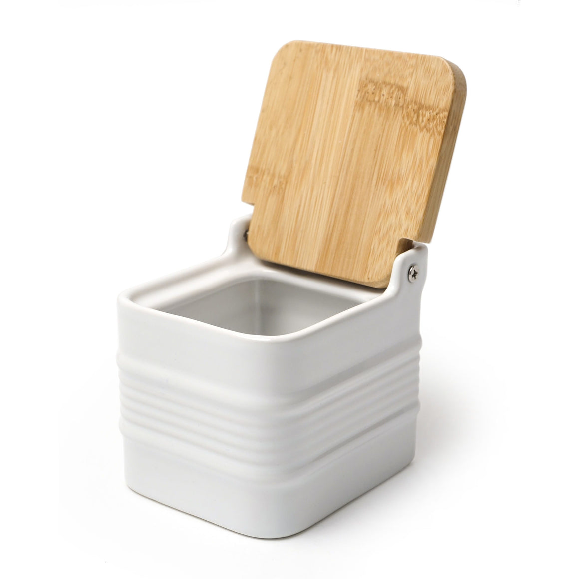 White Stoneware Salt Box