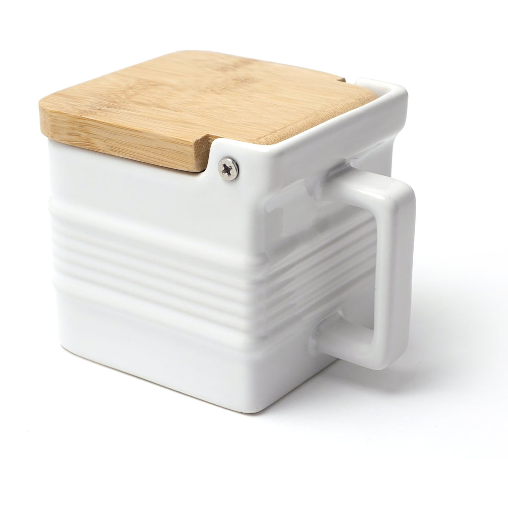 White Stoneware Salt Box