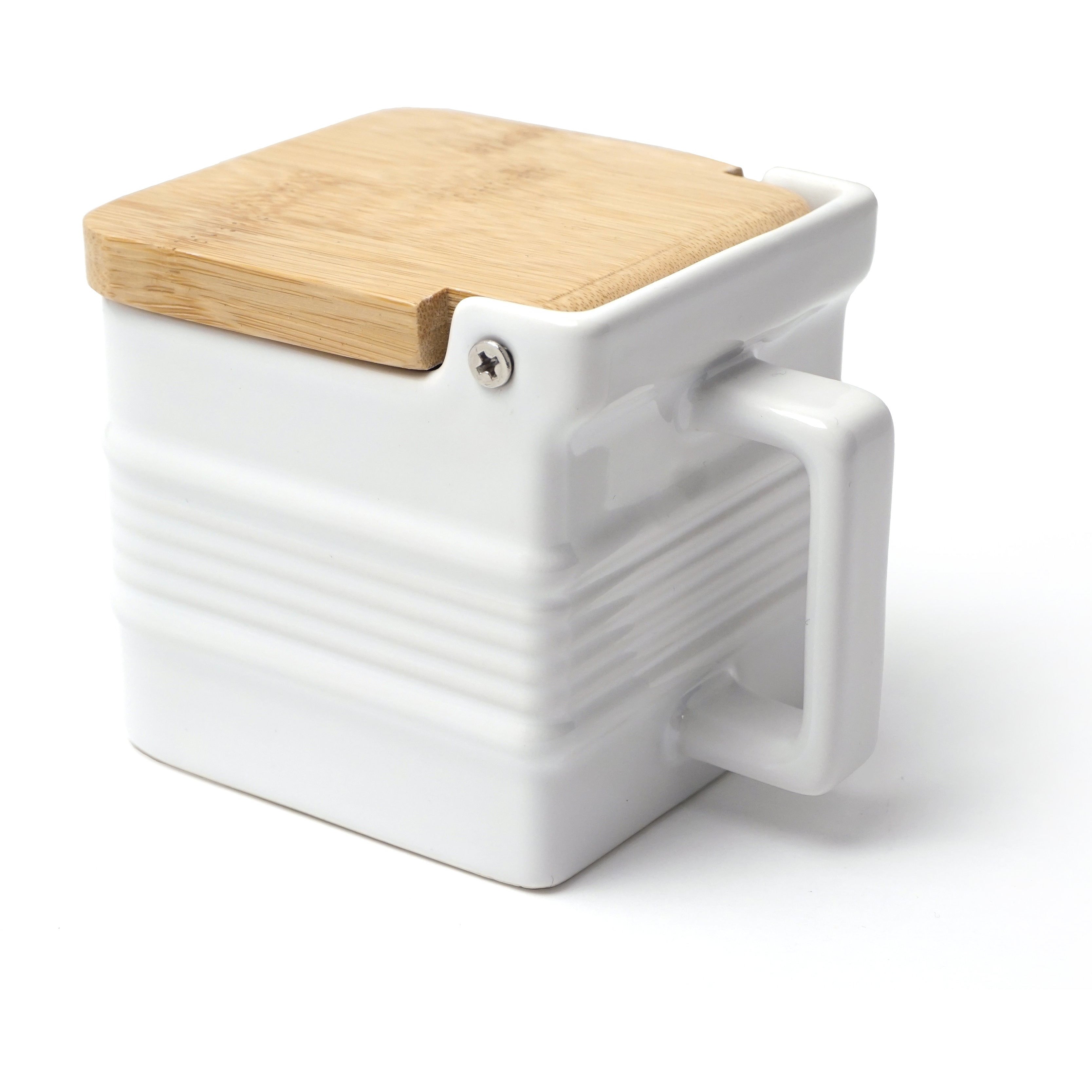 White Stoneware Salt Box