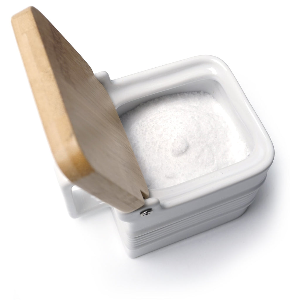 White Stoneware Salt Box
