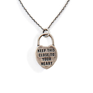 "Keep This Close to Your Heart" Sterling Silver Pendant Necklace - 22" + 2" extender