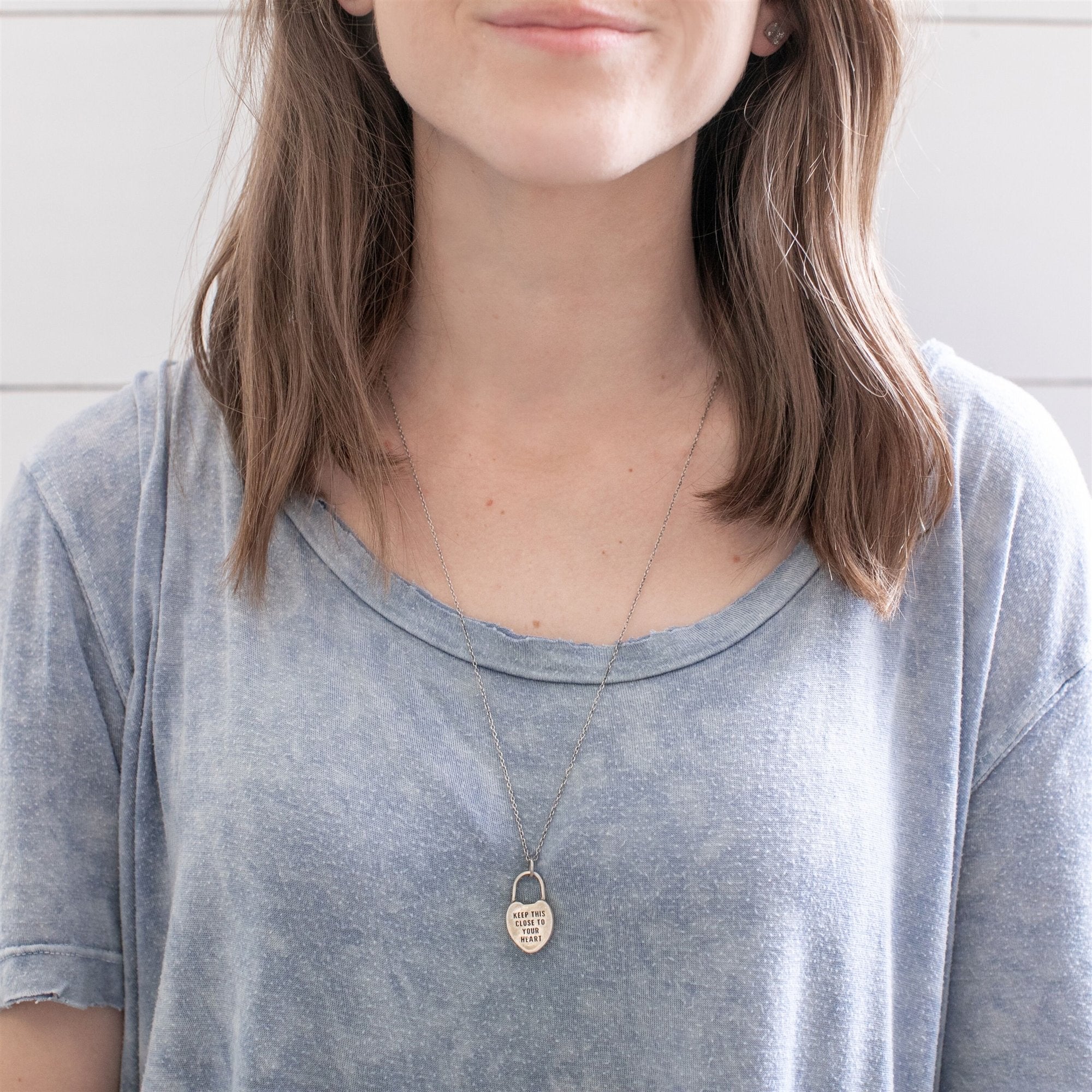 "Keep This Close to Your Heart" Sterling Silver Pendant Necklace - 22" + 2" extender
