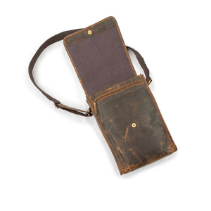 Distressed Brown Leather Crossbody Briefcase