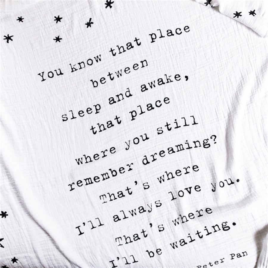 Swaddle Blanket - Peter Pan Quote