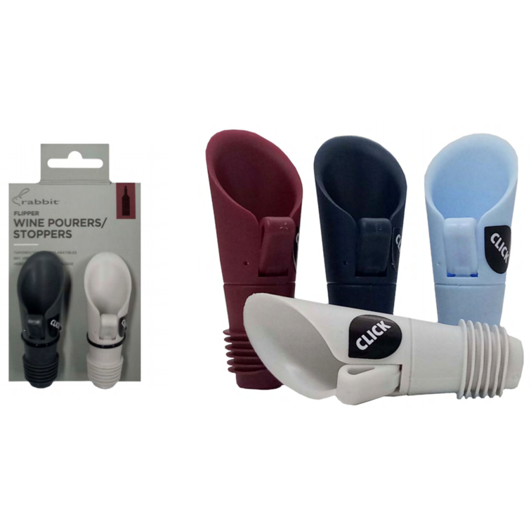 S/2 Rabbit Flipper Wine Pourer/Stoppers
