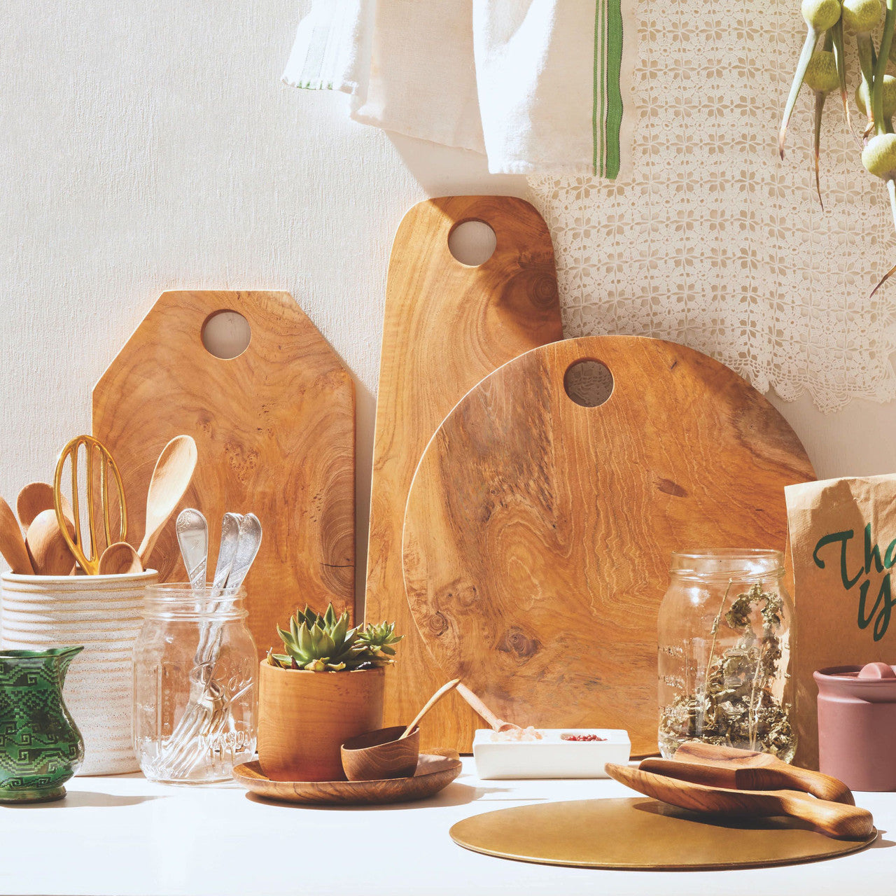 Teak Root Cellar & Spoon Set