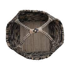 Natural & Black Hand-Woven Rattan Basket w/Handle