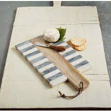 Striped Marble & Wood Board Set