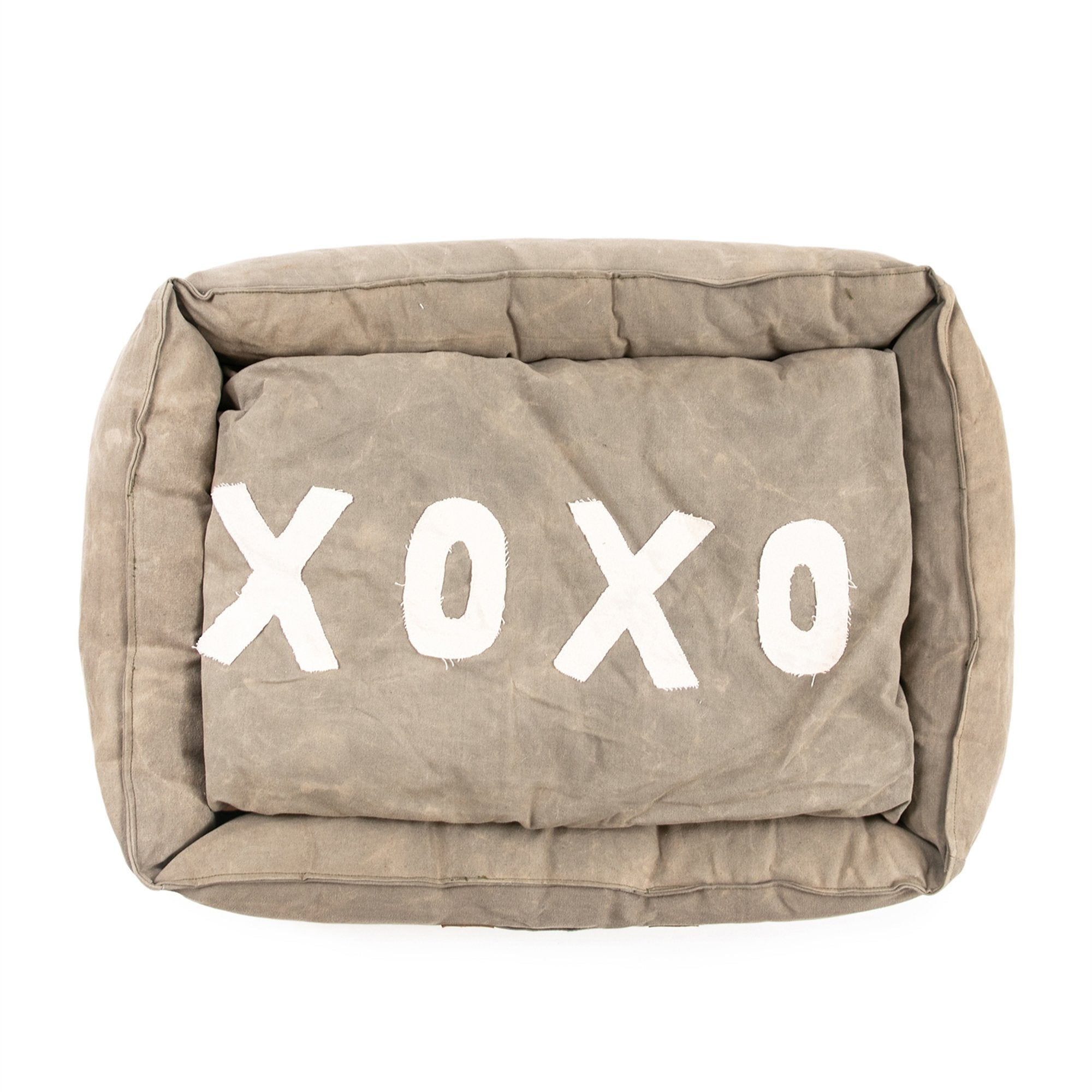 Washed Canvas Dog Bed w/XOXO Pillow - Medium