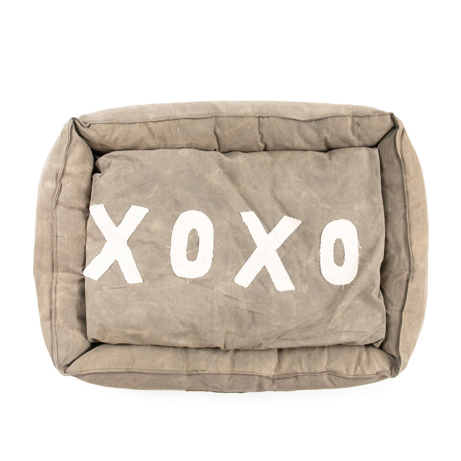 Washed Canvas Dog Bed w/XOXO Pillow - Medium