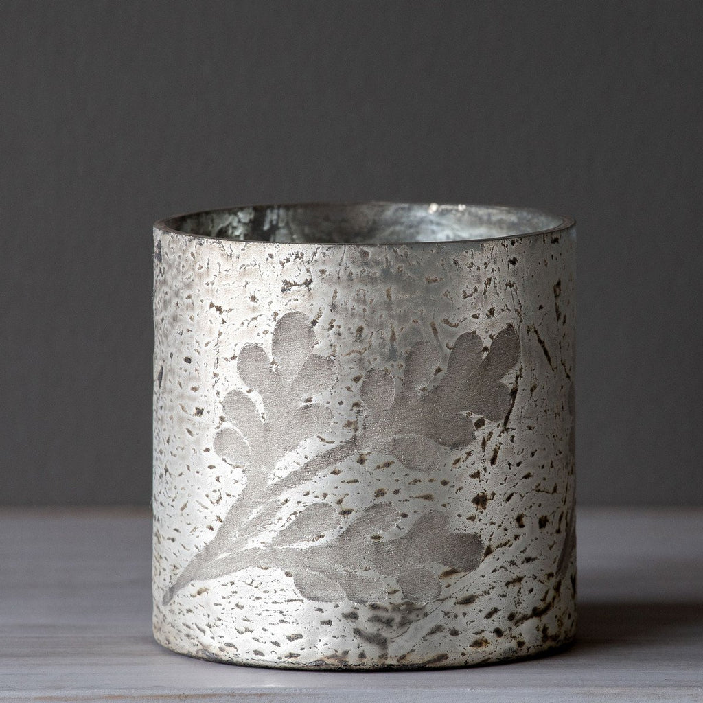 Frosted Pattern Mercury Glass Cylinder