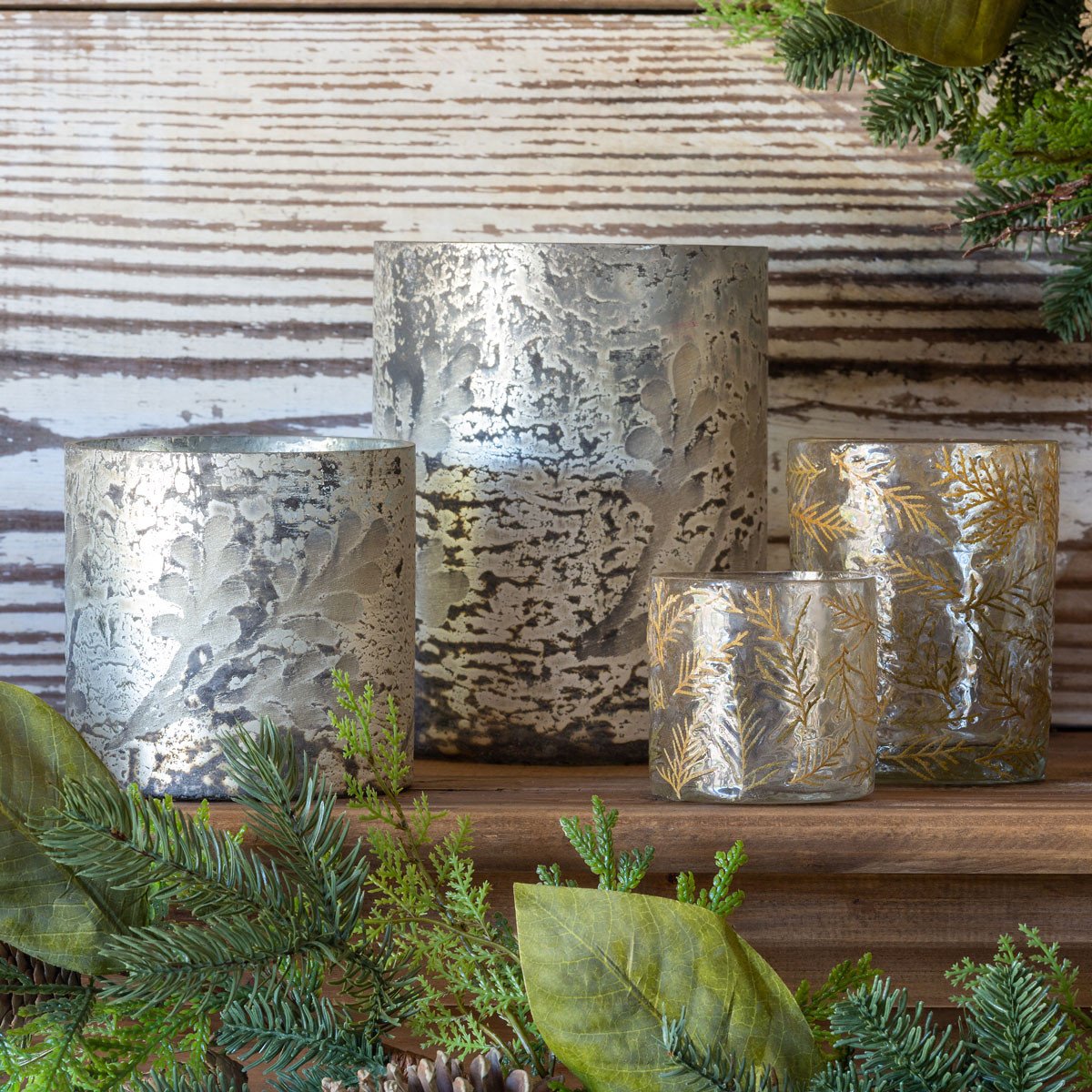 Frosted Pattern Mercury Glass Cylinder