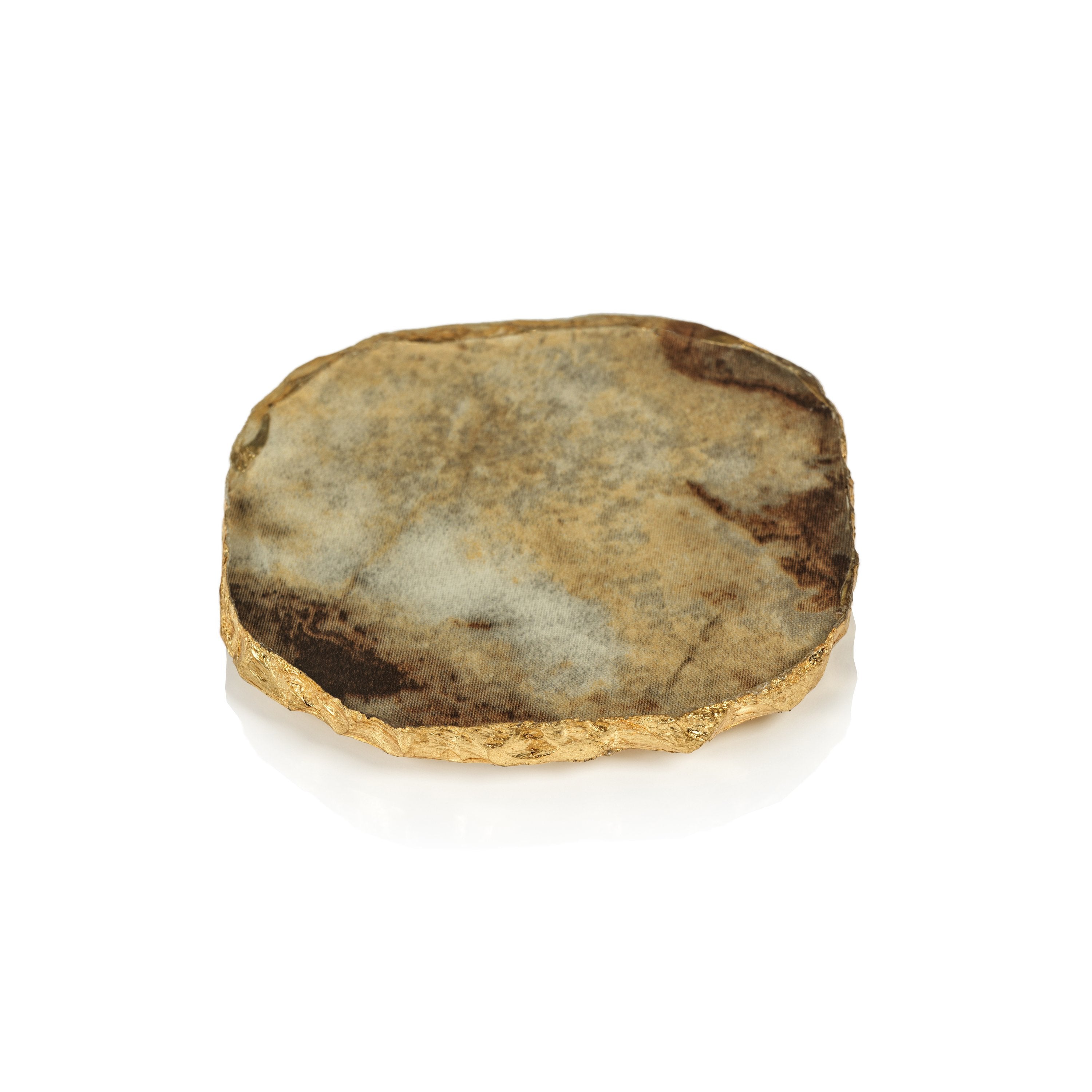 Agate Marble Glass Coaster w/Gold Rim