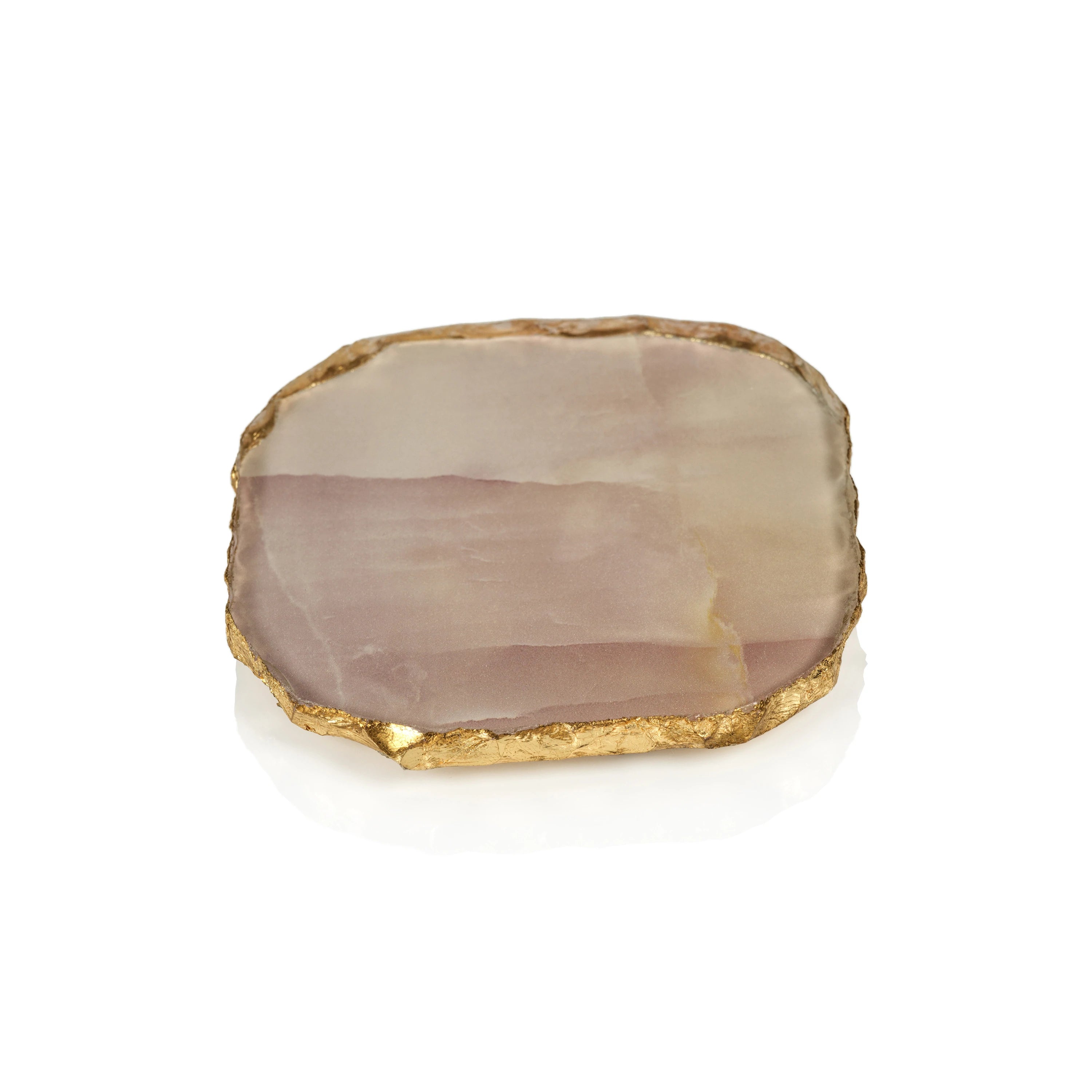 Agate Marble Glass Coaster w/Gold Rim