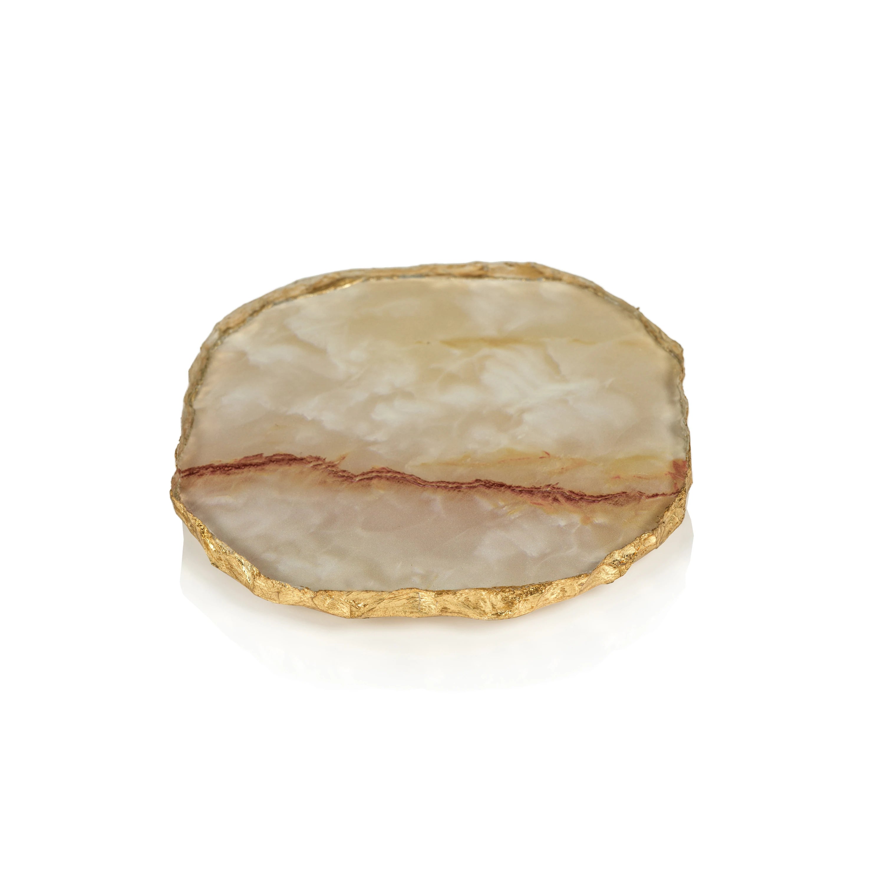 Agate Marble Glass Coaster w/Gold Rim