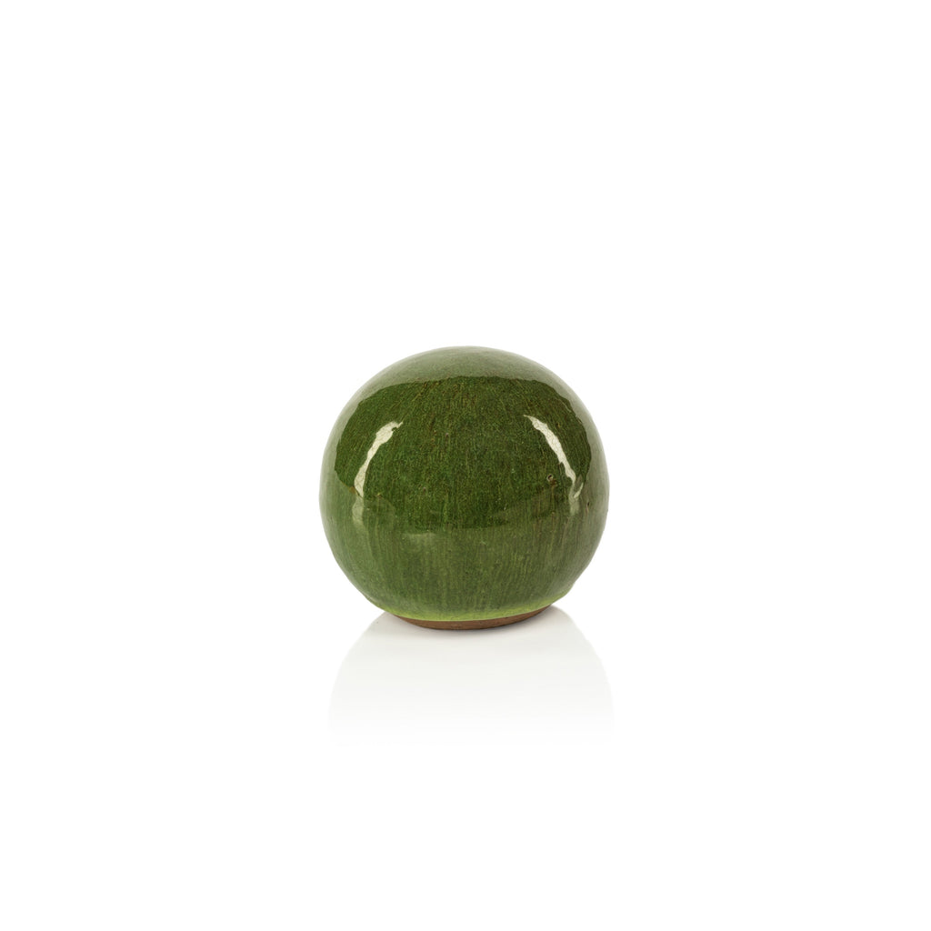 du-Rhône Green Glazed Stoneware Decorative Ball - Extra Small