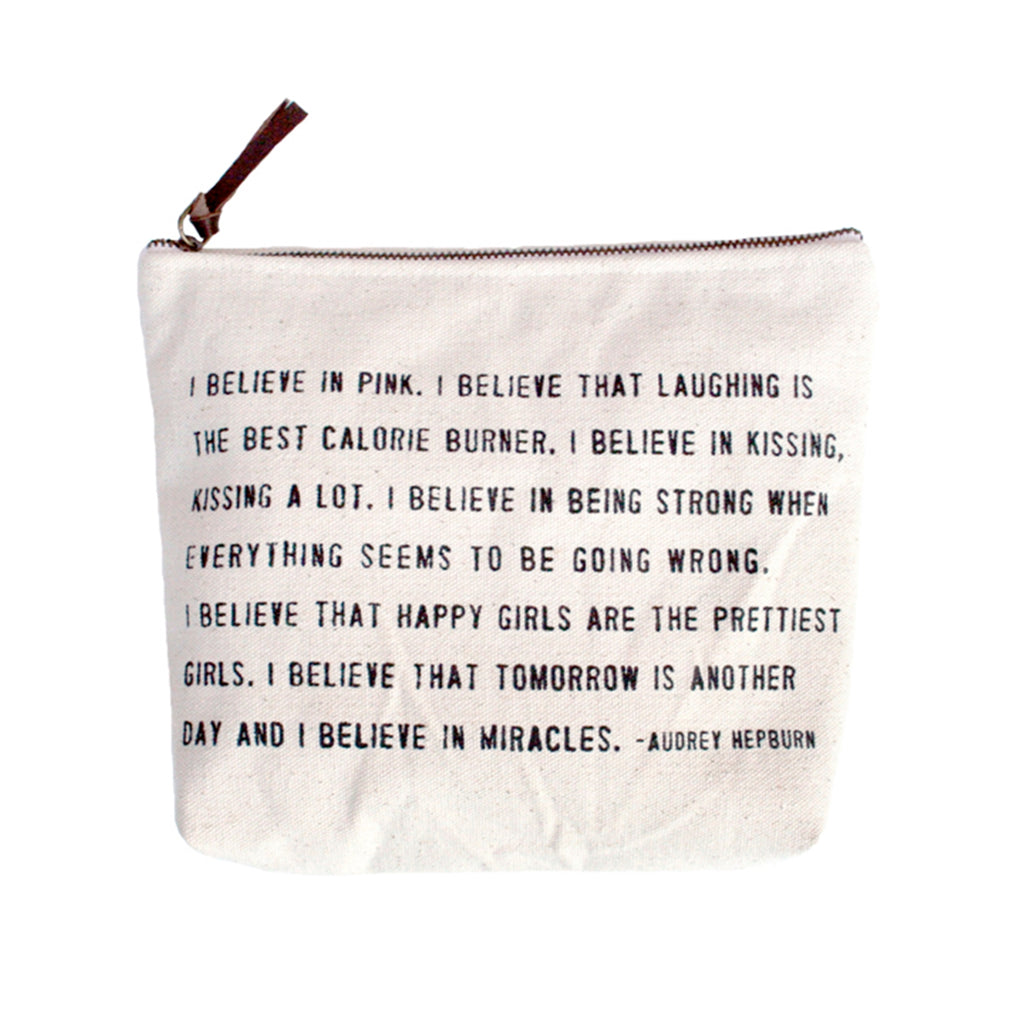 Canvas Zip Bag - I Believe in Pink