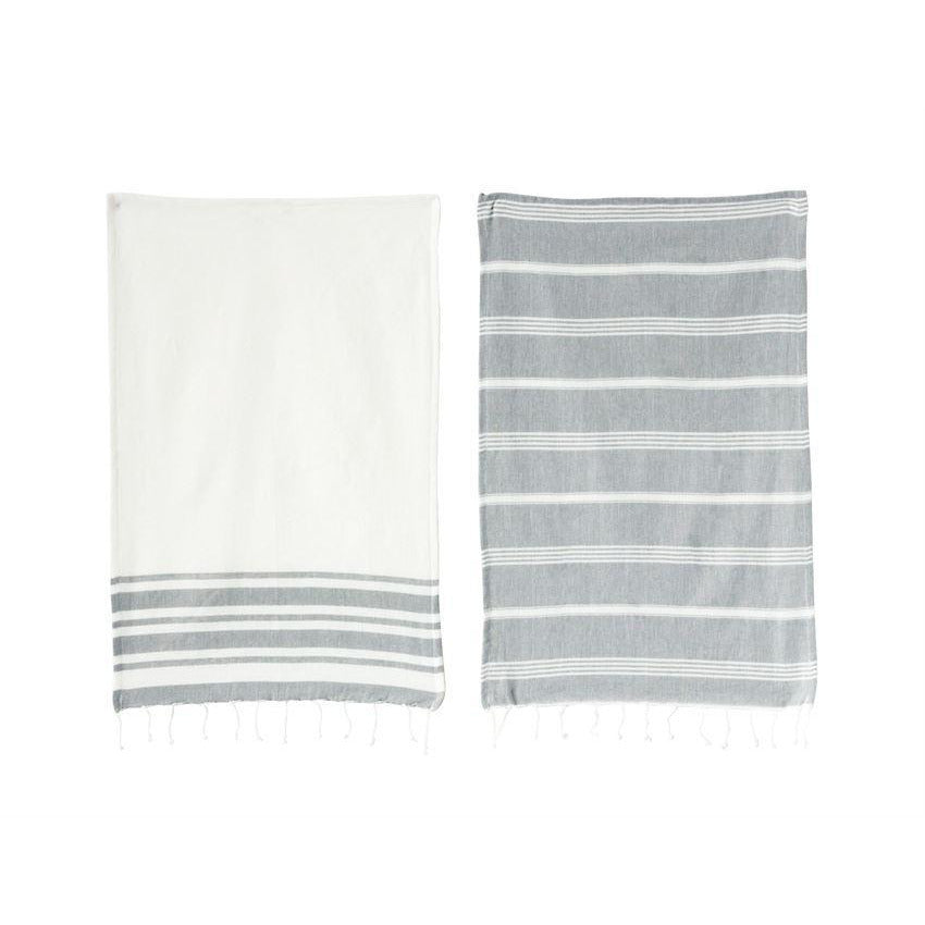Gray Cotton Woven Tea Towel