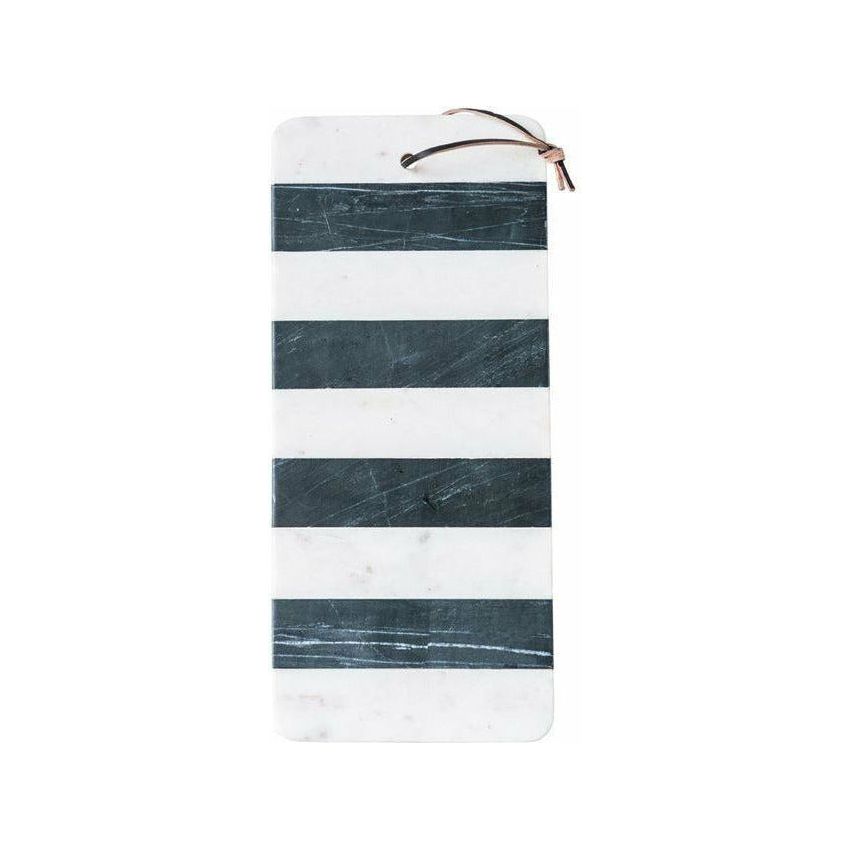 Black & White Marble Tray/Cutting Board w/Leather Tie