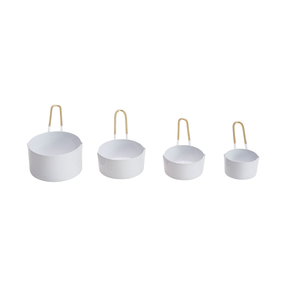 S/4 White w/Gold Finish Handles Enameled Measuring Cups