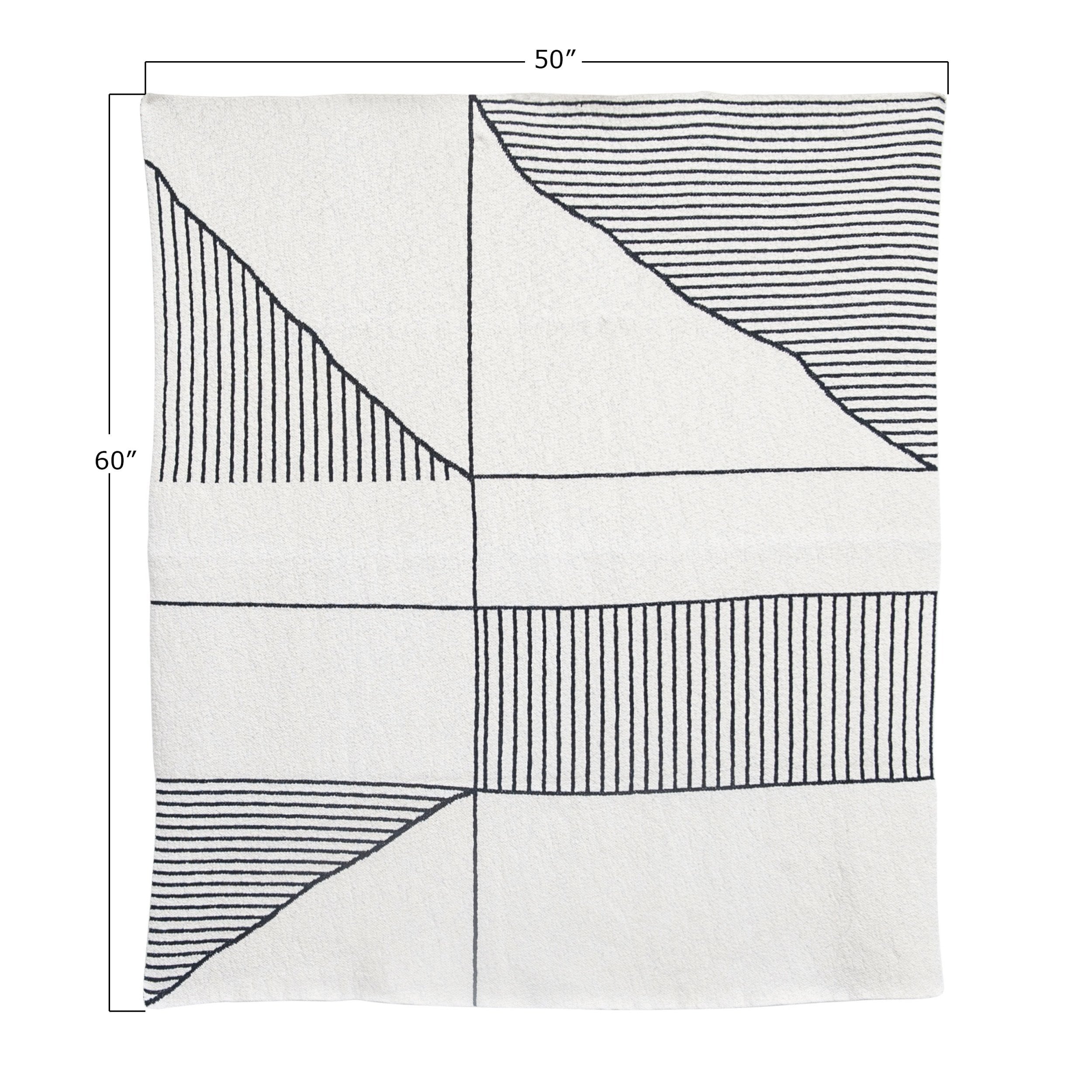Black & Cream Patterned Knit Throw