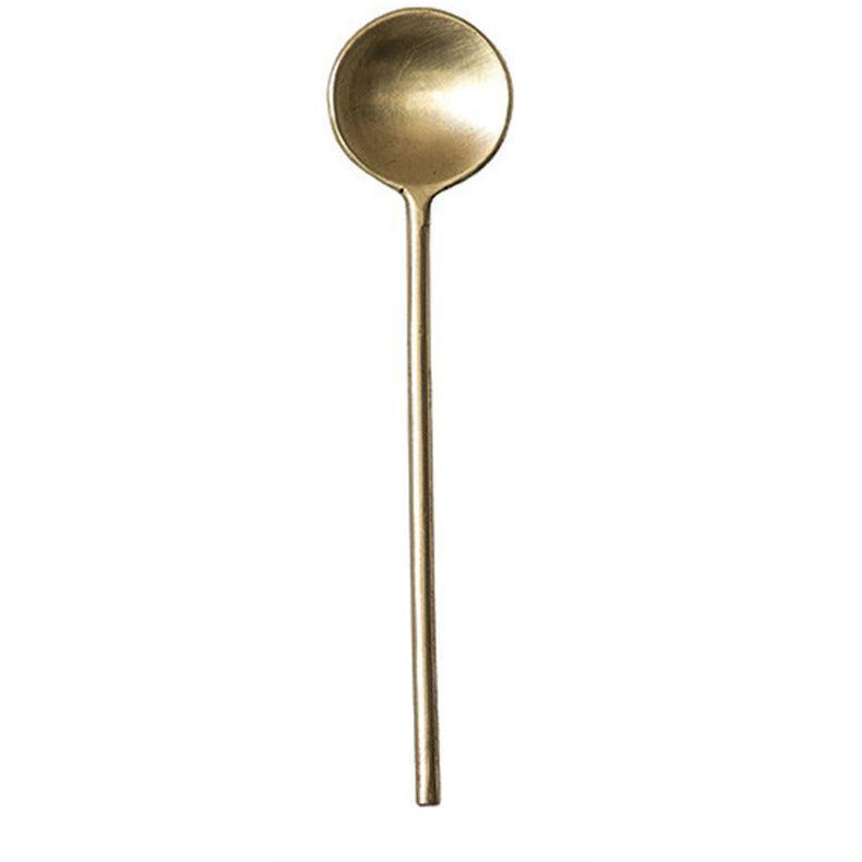 6"L Stainless Steel Spoon w/Brass Finish