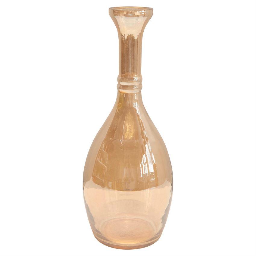 Iridescent Amber Finish  Glass Vase
