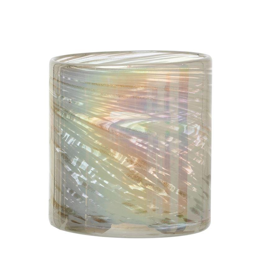 Iridescent White Glass Votive Holder
