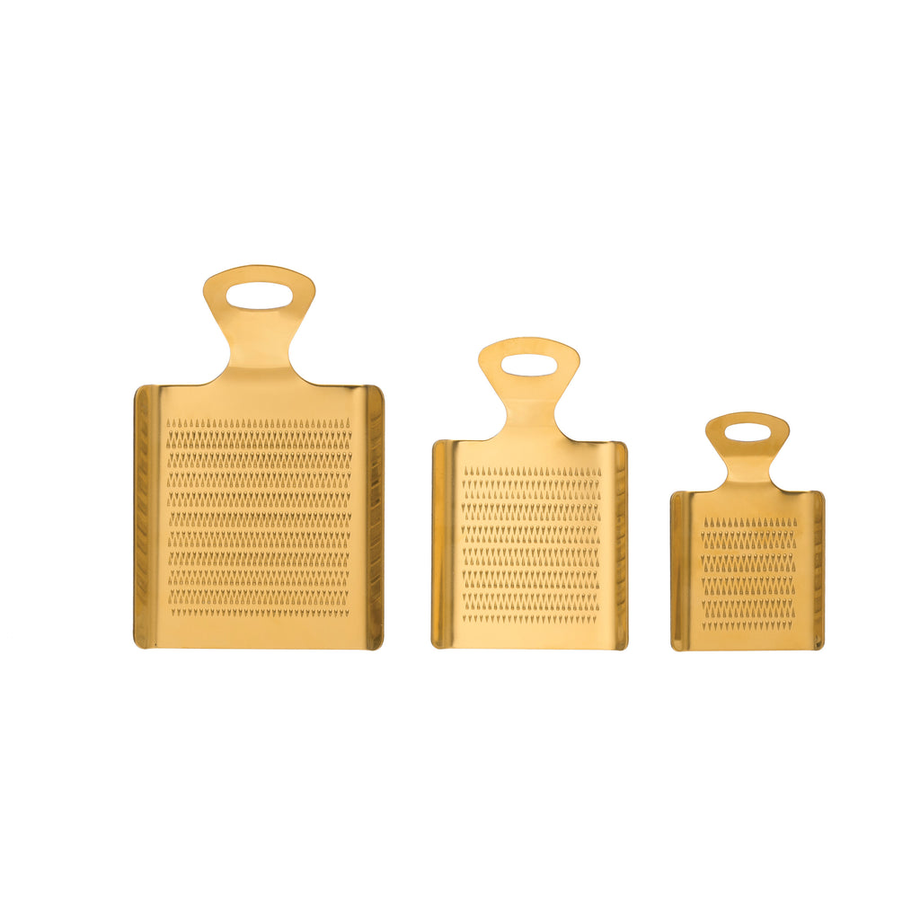 S/3 Gold Finish  Stainless Steel Graters