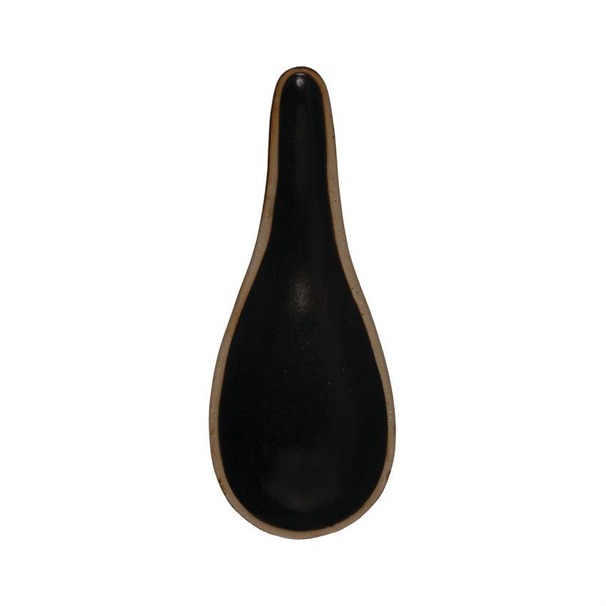 Matte Black Stoneware Spoon Rest