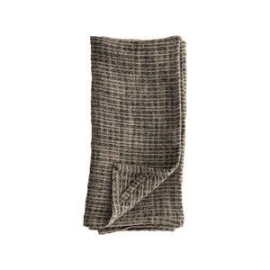 Oversized Natural & Black Woven Linen Tea Towel