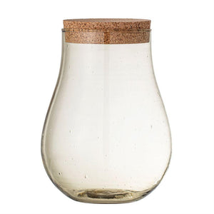 Olive Color Recycled Glass Jar with Cork Lid - Small