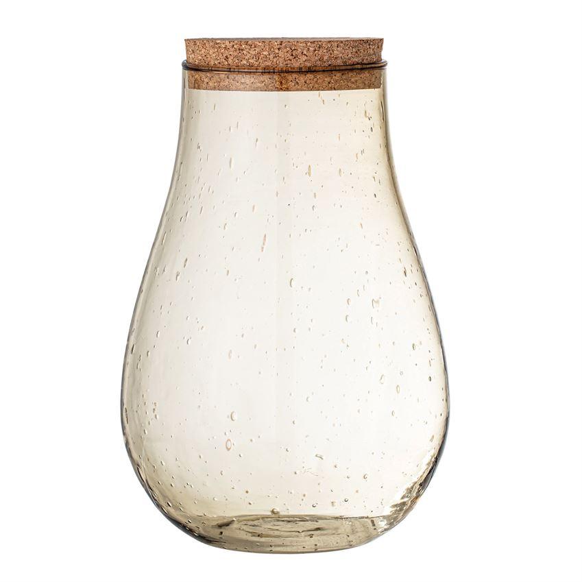 Olive Color Recycled Glass Jar with Cork Lid - Large