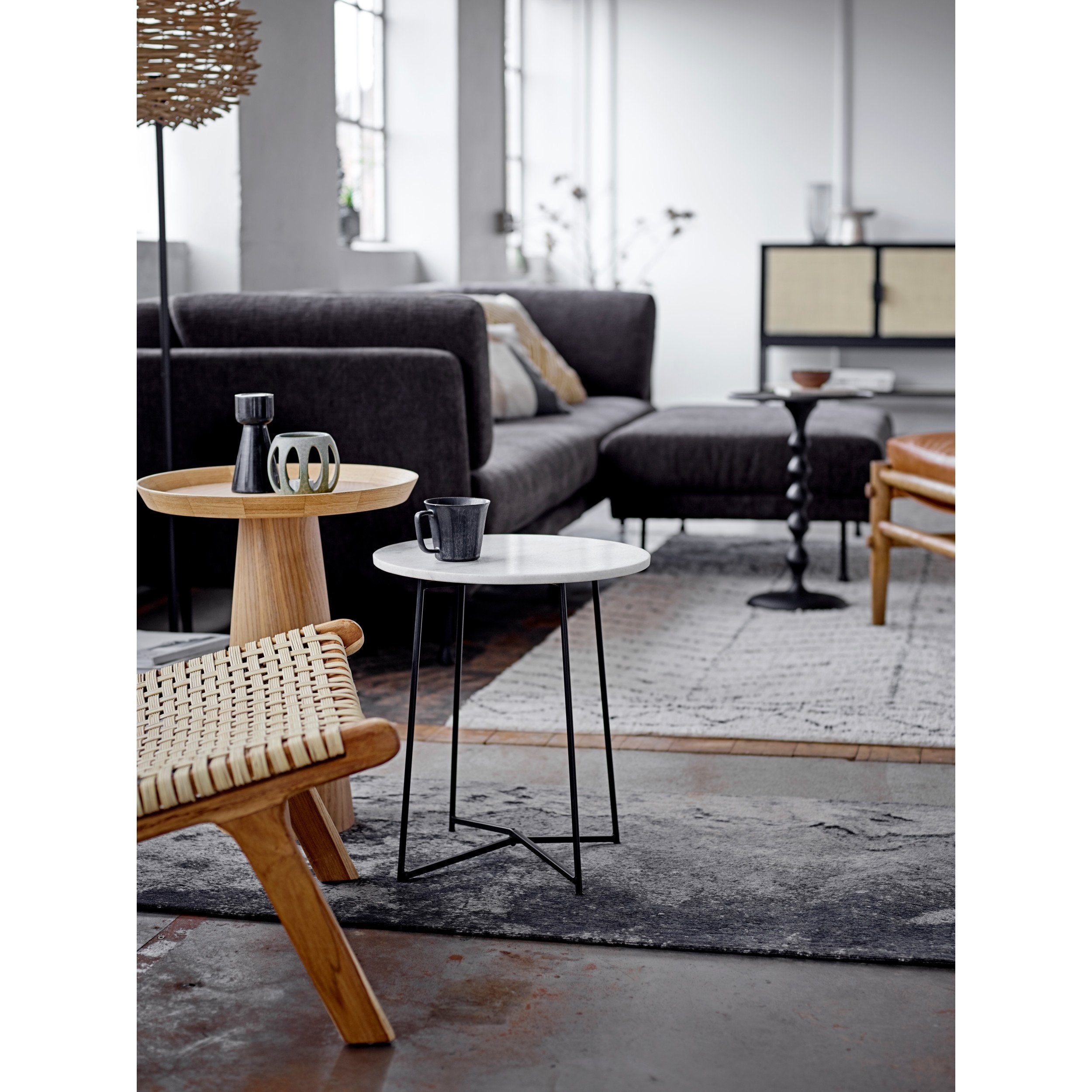 Matte Black Hammered Metal Table
