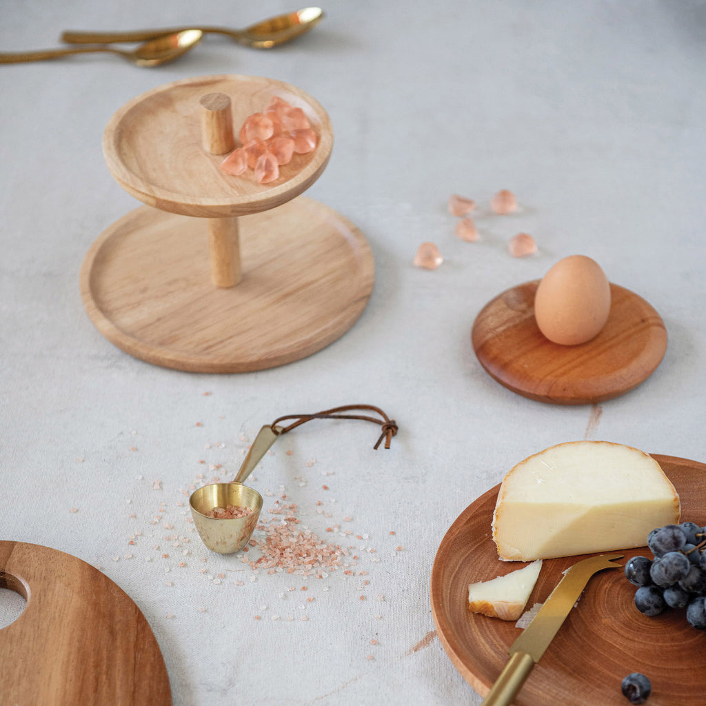 Stainless Steel Scoop w/Brass Finish & Leather Tie